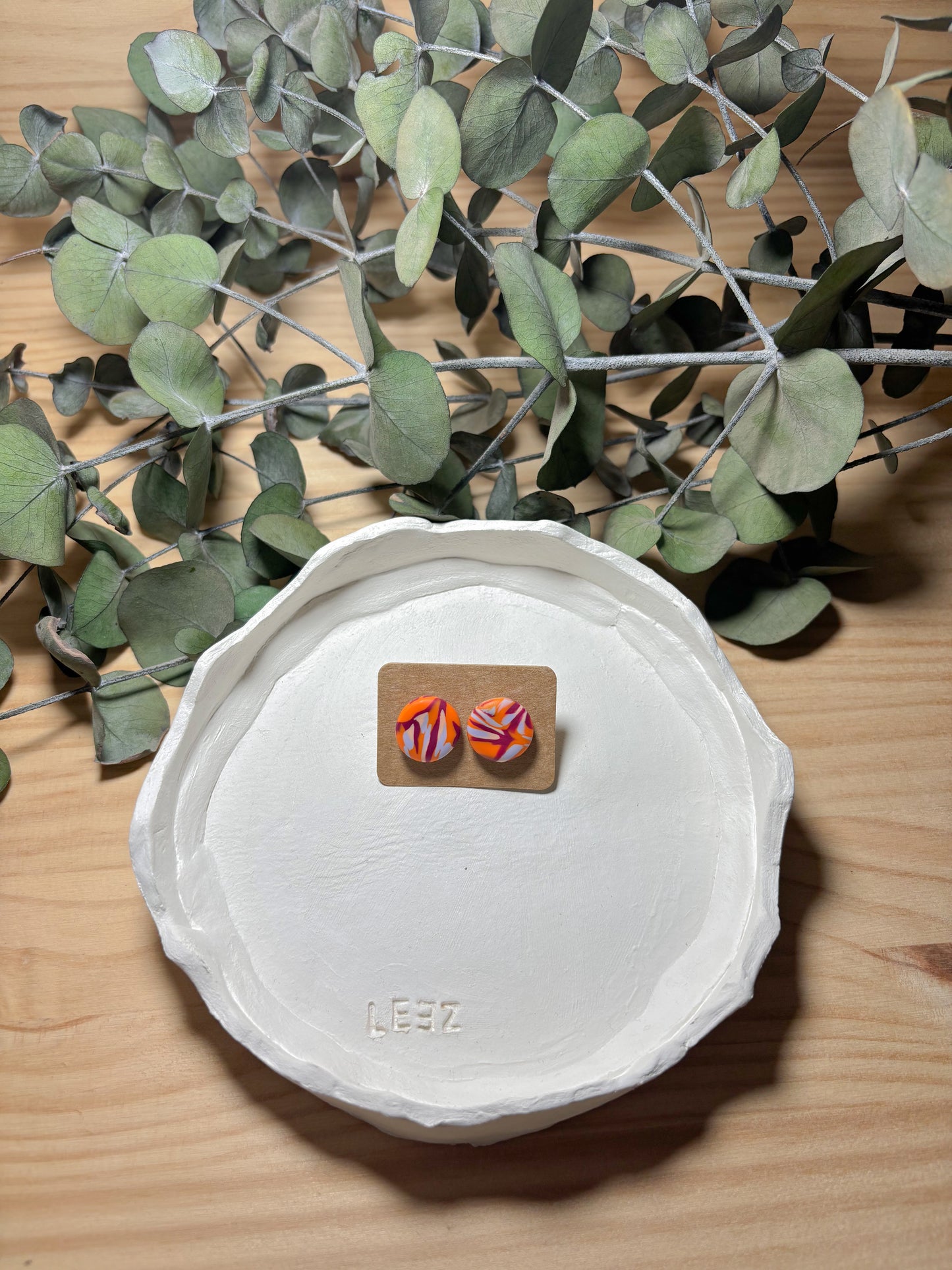 Pendiente estampado rosa y naranja (modelo 12)