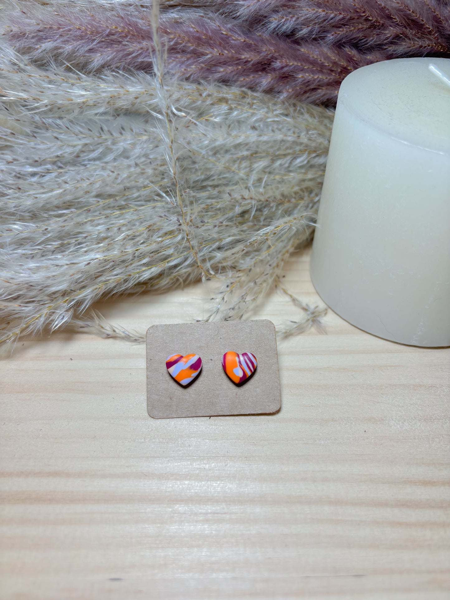 Pendiente estampado rosa y naranja (modelo 10)