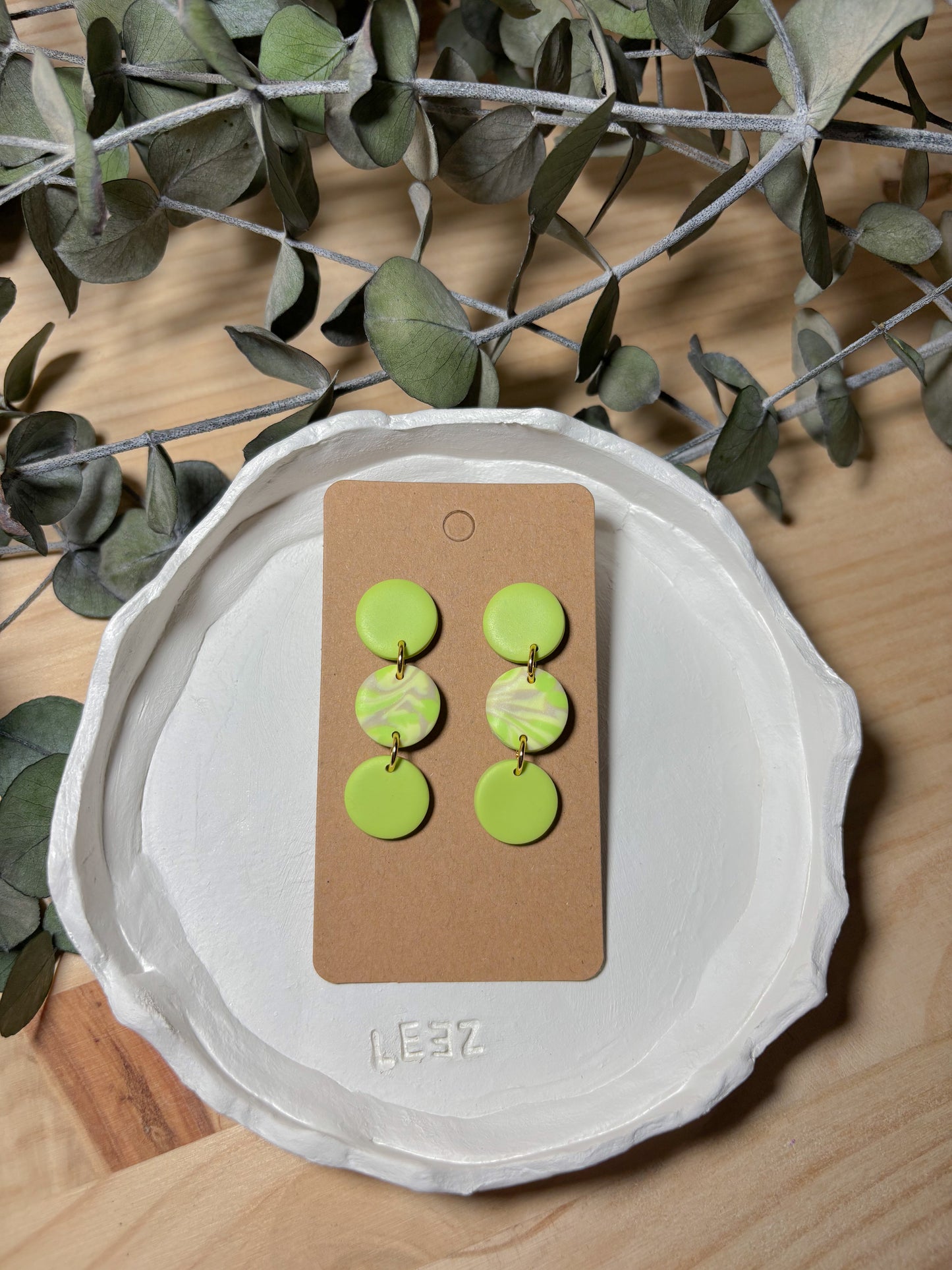 Pendiente estampado verde (modelo 3)