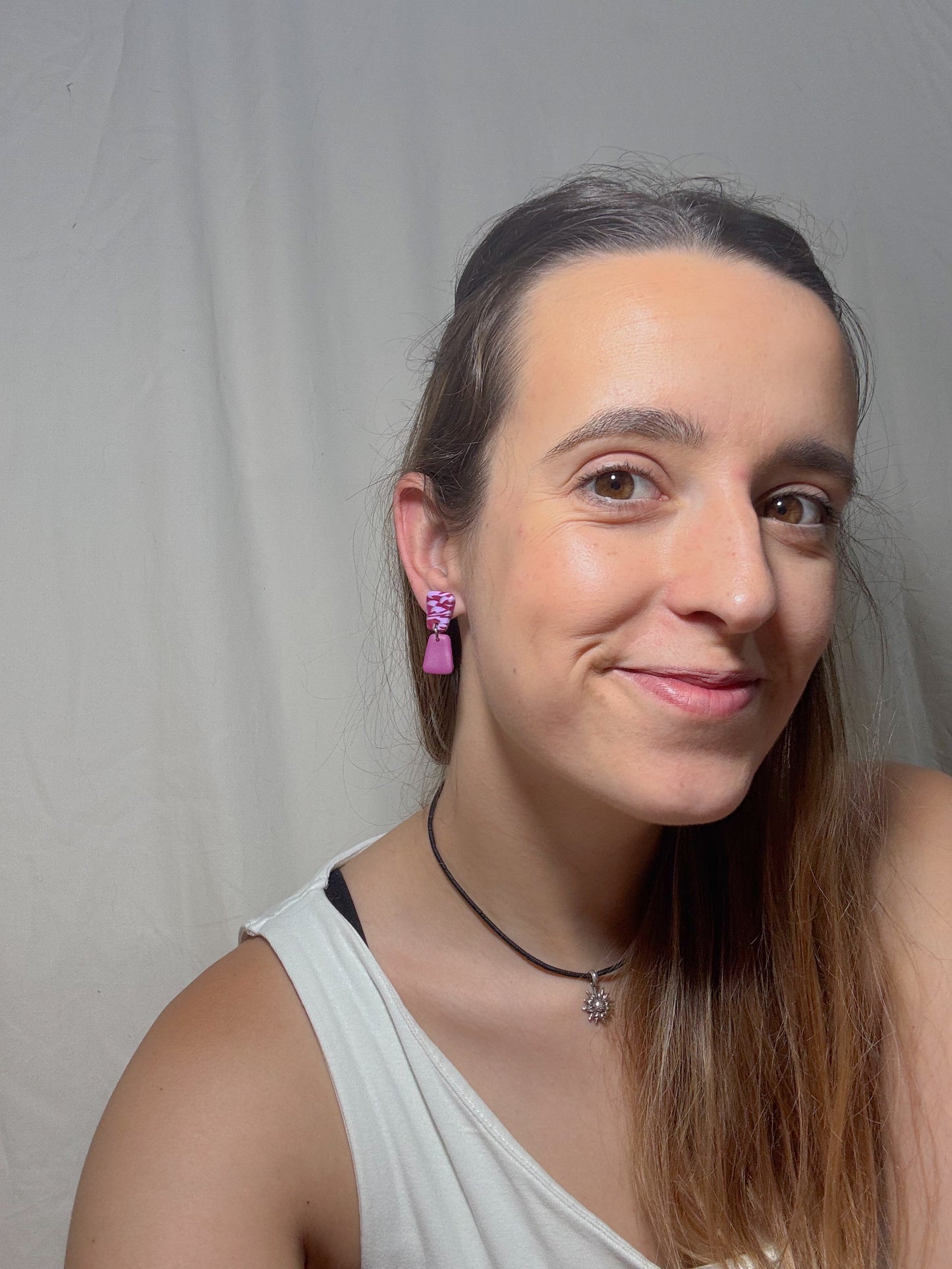 Pendiente estampado rosa (modelo 4)