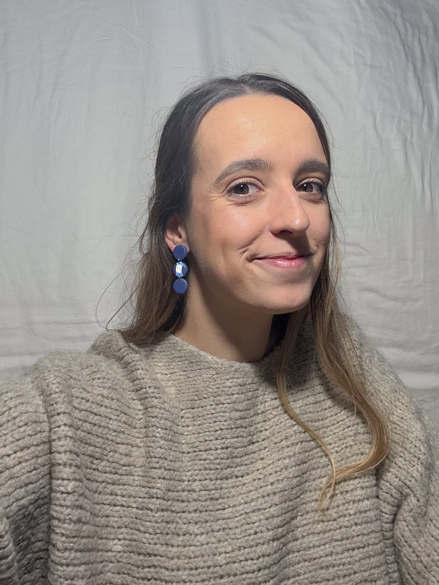 Pendientes estampados azules y blanco (modelo 5)