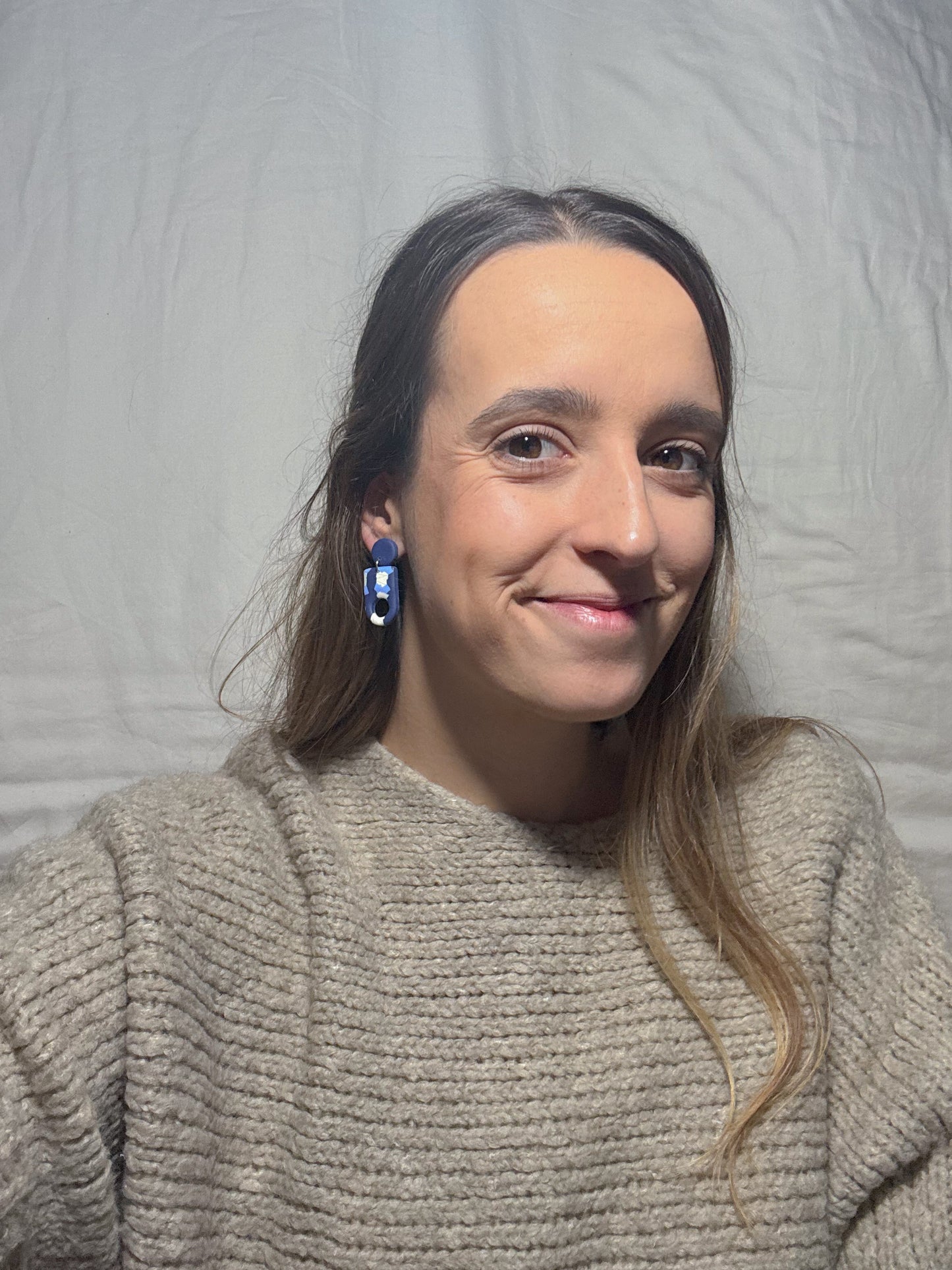 Pendientes estampados azules y blanco (modelo 4)