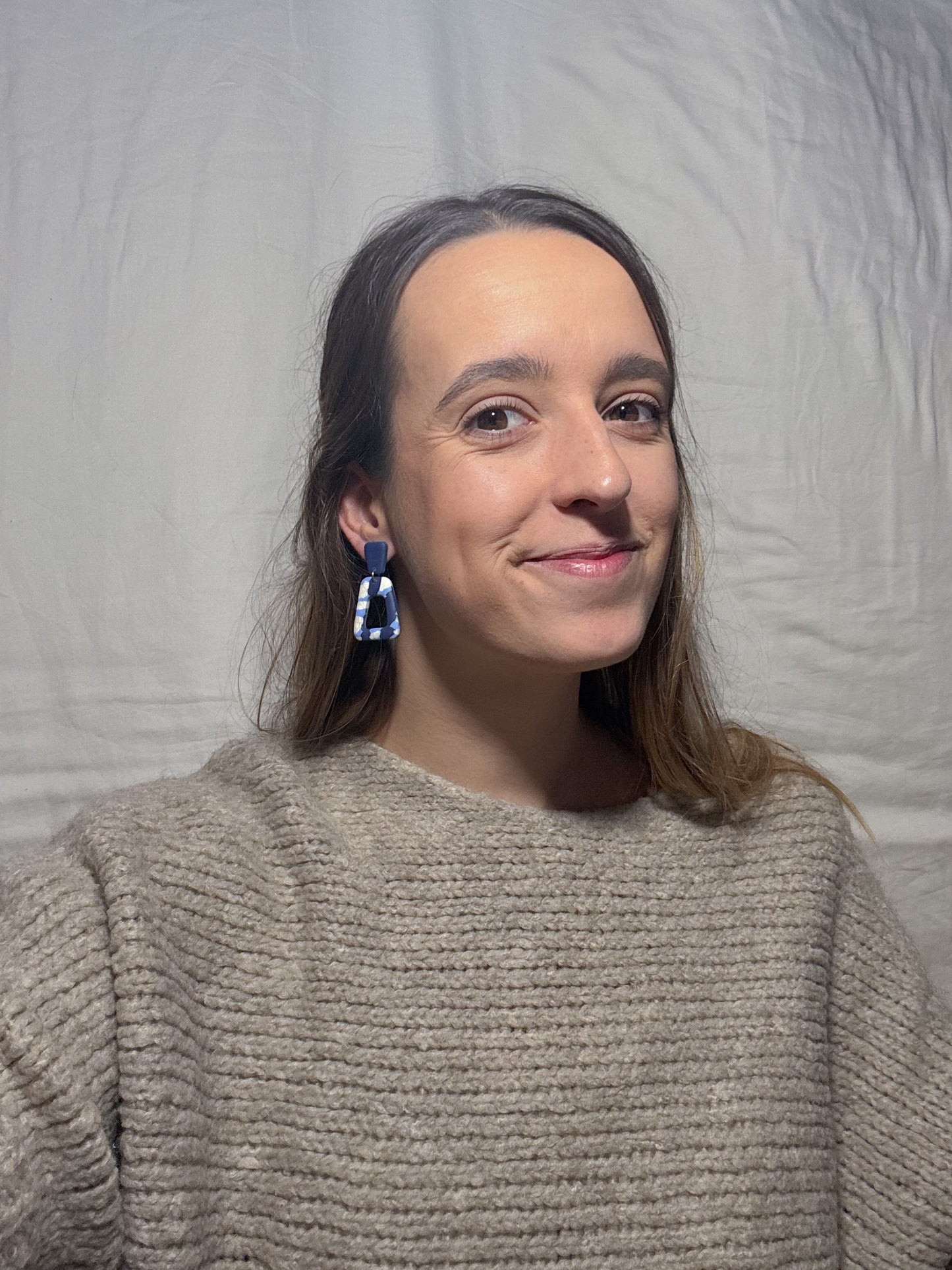 Pendientes estampados azules y blanco (modelo 2)