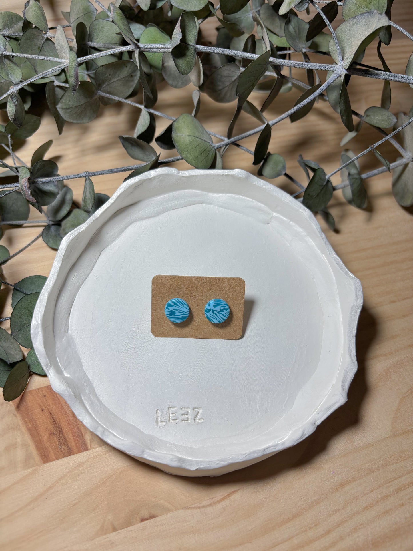Pendiente estampado azul (modelo 6)