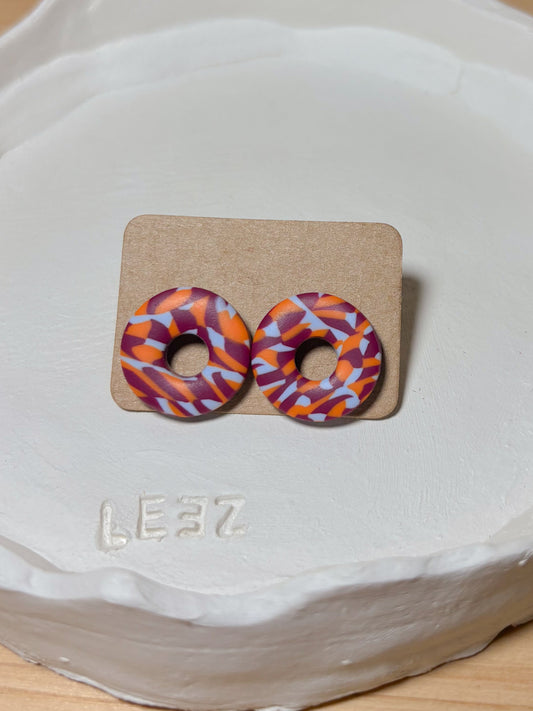 Modelo Sangüesa - Pendiente estampado rosa, naranja y azul