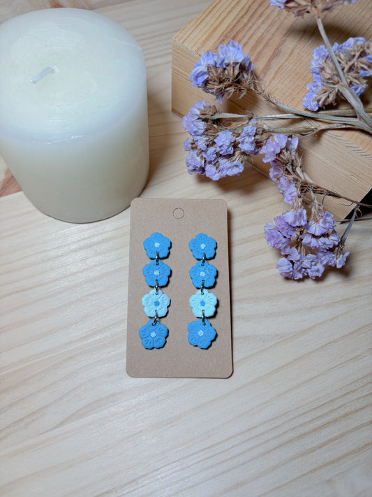 Pendiente 4 flores azul