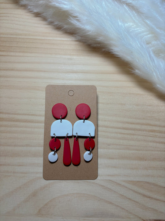 Pendiente multi pieza rojo y blanco