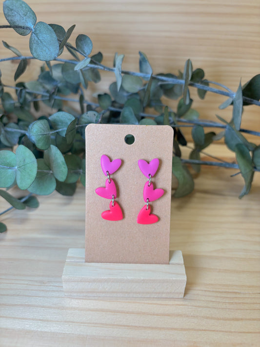 3 corazones rosa-rojo