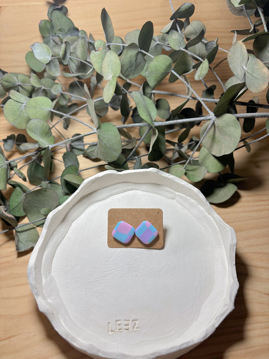 Pendiente estampado cuadros pastel (modelo 12)