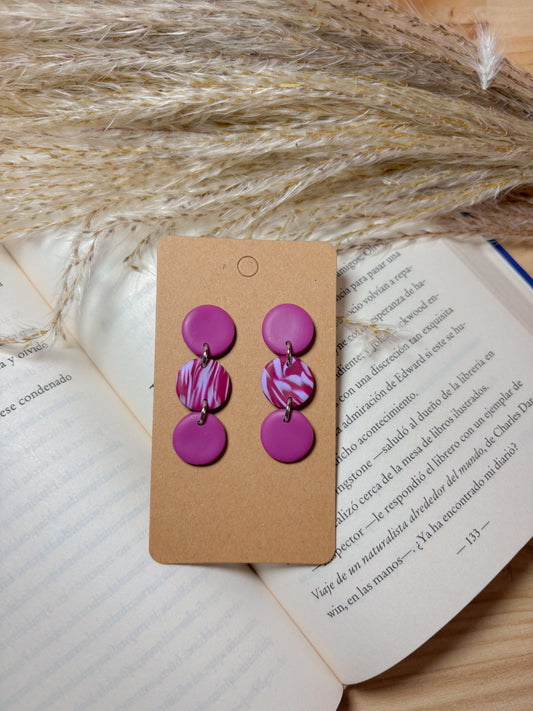 Pendiente estampado rosa (modelo 7)