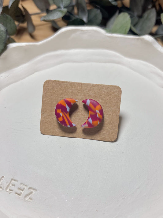 Pendiente estampado rosa, naranja y azul (modelo 5)