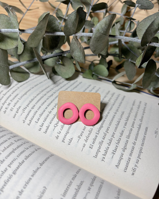 Pendientes aro plano rosa