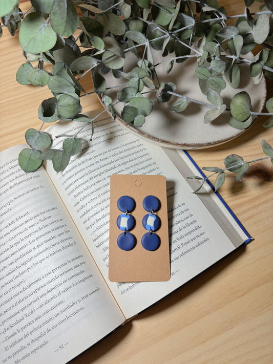 Pendientes estampados azules y blanco (modelo 5)
