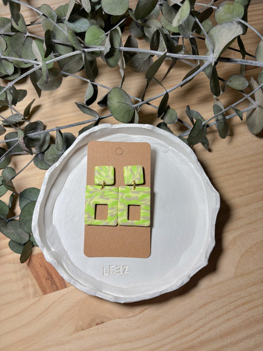 Pendiente estampado verde (modelo 5)